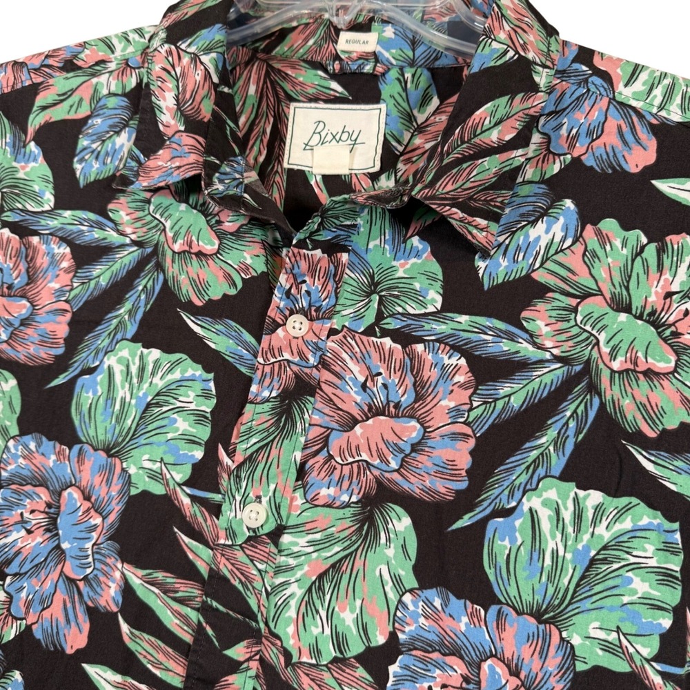 Bixby Nomad Mens XL Floral Hawaiian Shirt Black Tropical Print Short Sleeve